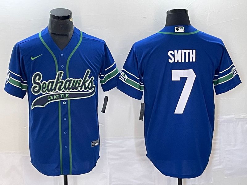 Men Seattle Seahawks #7 Smith Blue Co Branding Nike Game NFL Jersey style 1->san francisco 49ers->NFL Jersey